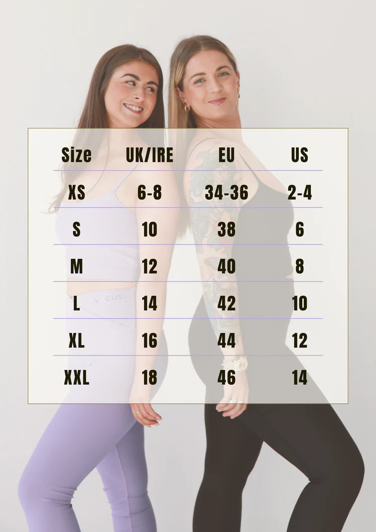 Size Guide, Sustainable Activewear for Women
