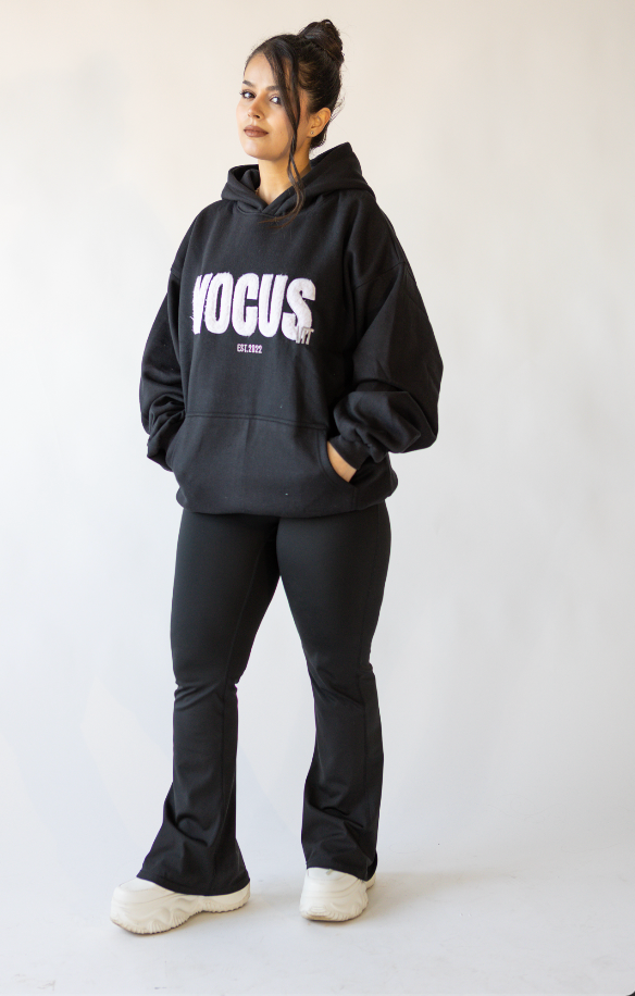 UNISEX OVERSIZED TEDDY HOODIE, BLACK