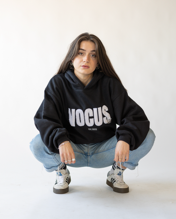 UNISEX OVERSIZED TEDDY HOODIE, BLACK